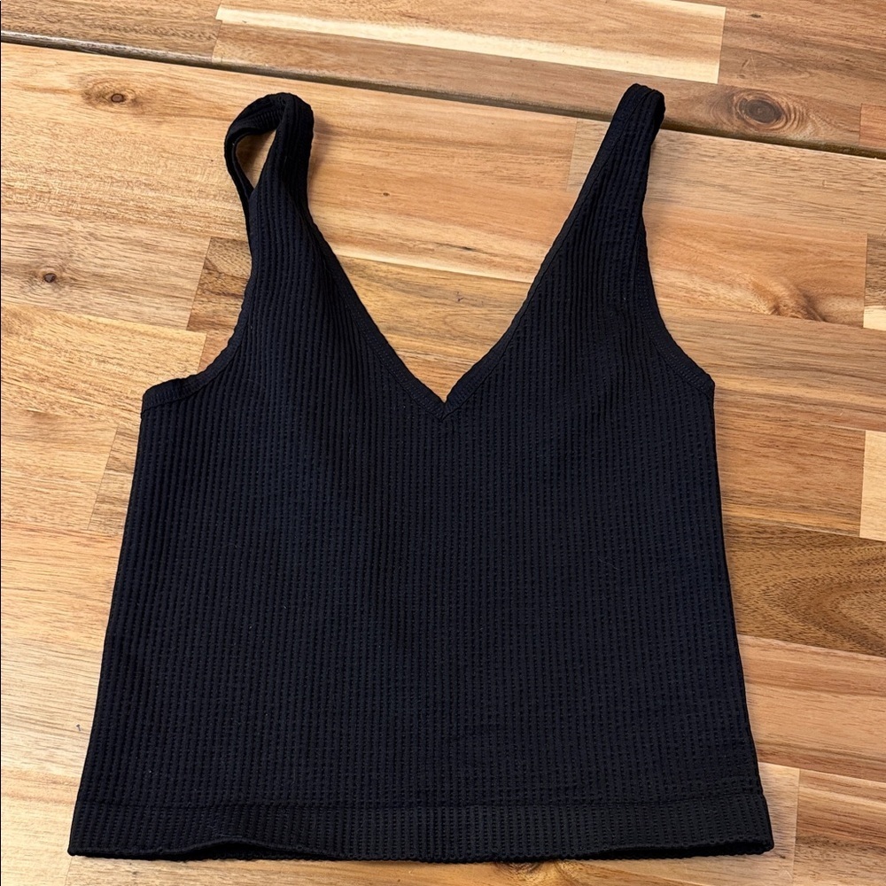 Vici Remington Ribbed Crop Tank Top Black one Size - Picture 2 of 5